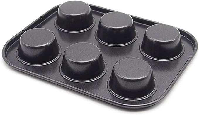 HYTK Muffin Pan 6 Cup Cupcake Baking Pan No Stick Carbon Steel Easy Clean