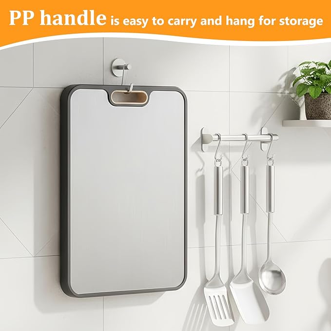Titanium Cutting Double-Sided Kitchen Chopping Board,– Titanium & Wheat Straw PP Chopping Board, Easy to clean, Ideal for Meat, Vegetables, Fruits & Home Meal Preparation,15" x 10"