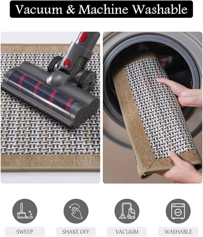 PADOOR Kitchen Mats for Floor, Kitchen Rugs Non Slip Washable, Rubber Backed Kitchen Runner Super Absorbent Kitchen Floor Mat Sink Rug, 20”x32” Brown
