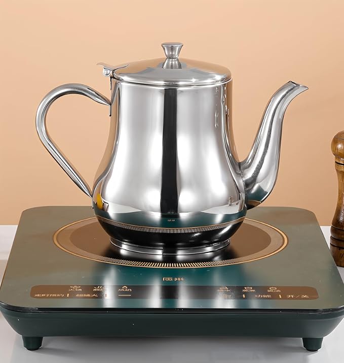 Stainless steel teapot, large capacity oil pot (2100 ml/71 oz), multi-purpose pot with built in filter