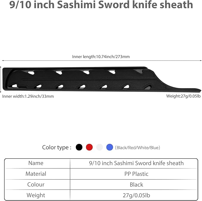 XYJ 2pcs/set Safety Knife Covers Sleeves Knives Edge Guard,Universal Knife Sheath,Knife Case Black (For 8'' 9'' 10" Slicing Bread Sashimi Knife)