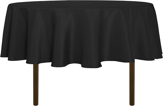 sancua Round Tablecloth - 60 Inch (Fits 20-48 Inch Tables), Water Resistant Spill Proof Washable Polyester Table Cloth Decorative Fabric Table Cover for Dining, Buffet Parties and Camping, Black