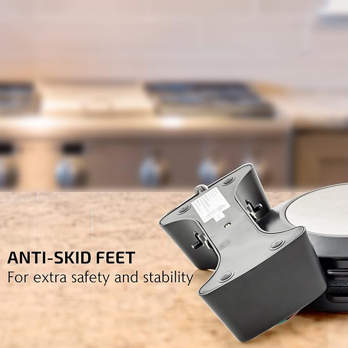 OVENTE Belgian Waffle Maker with Non-Stick Plates, 180° Rotating Function and Cool Touch Handle for Easy Single Flip, Perfect for Cooking 7” Classic Waffles for Breakfast or Snacks, Black WMF1440BR