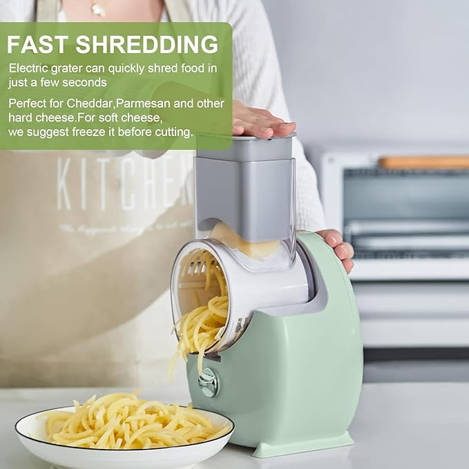 Electric Cheese Grater,3 In 1 Electric Grater For Home Kitchen,One-Touch Easy Control Salad Shooter Cheese Grater For Block Cheese Vegetable Cucumber Nuts