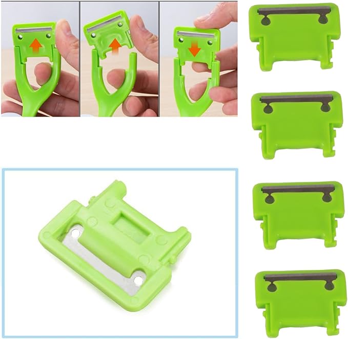 4 Pack Apple Peeler Blades Replacement Spare Parts Spring Loaded Arm Peeling Blade for Apple Peelers Corer Pear Photato Slicer Repair Green Color