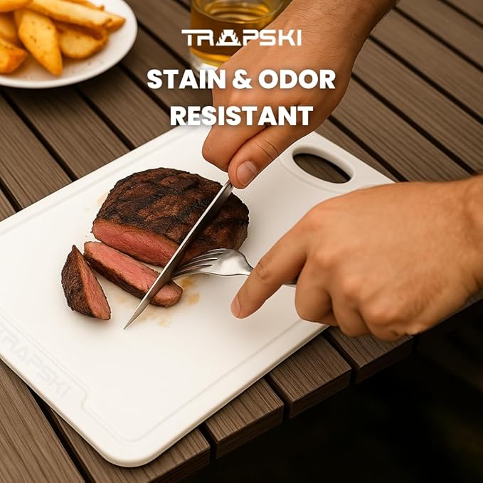 Premium 1/2 Inch Textured Plastic Cutting Chopping Boards | Food-Grade, Dishwasher Safe with Wide Juice Grooves | Easy Grip Handle