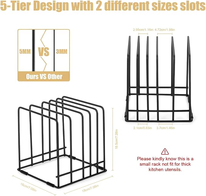 Kitchen Cabinet Cutting Board Organizer, Cookie Sheet Storage Rack,Cabinet Dividers Holder with 5 Slots for Baking Pan Tray Organizer (1 PC)
