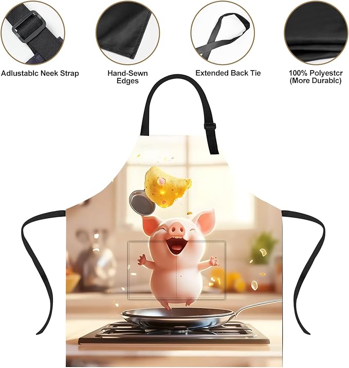 Funny Cat Apron with 2 Pockets Waterproof for Men Women Kitchen Garden Decor