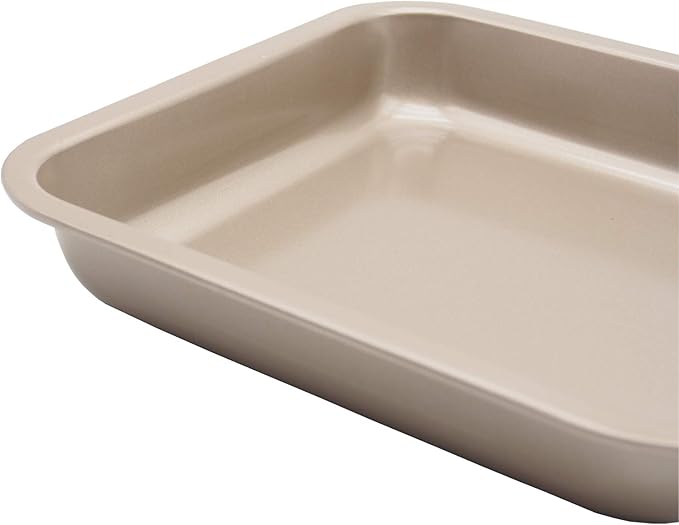 HYTK 2 Small Baking Pans 8.33 x 8.33 Inch (Inner 7.5 X 7.5) Mini Cookie Sheet Toaster Conventional Oven Tray Nonstick No Warp Magnetic Bakeware for 1 or 2 Person