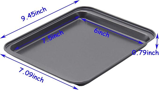HYTK Small Baking Sheet Nonstick 9.45 X 7.09 Inch (Inner 7.5x6), 8 Inch Mini Cookie Tray Toaster Conventional Oven Pan No Warp No Rust Magnetic Bakeware for 1 to 2 person 2 Pack