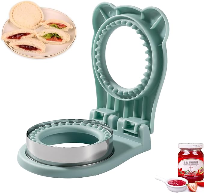 Uncrustable Sandwich Maker, Sandwich Pocket Circle Shape Cutter & Sealer for Kids Breakfast and Lunchboxes, Light Blue, 3.7Inch