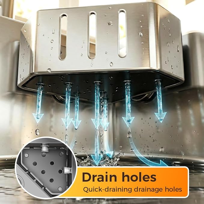 Sponge Holder for Kitchen Sink,2026 Sink Caddy Organizer with Suction Cups,Rustproof Kitchen Storage Rack for Sponge,Soap,Stopper,Brush (1, Triangle +Square)