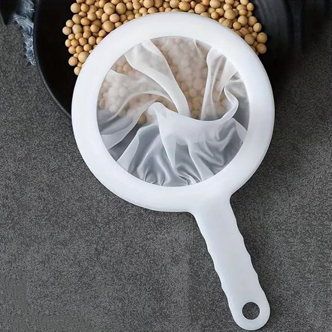 2pc white 24cm Ultra-Fine Nylon Mesh Strainer Reusable Food Grade Filter Juice Yogurt Strainer Sieve Plastic Meshes Colander with Handle Brine Shrimp Separation Net for Kitchen Filtering Milk Honey