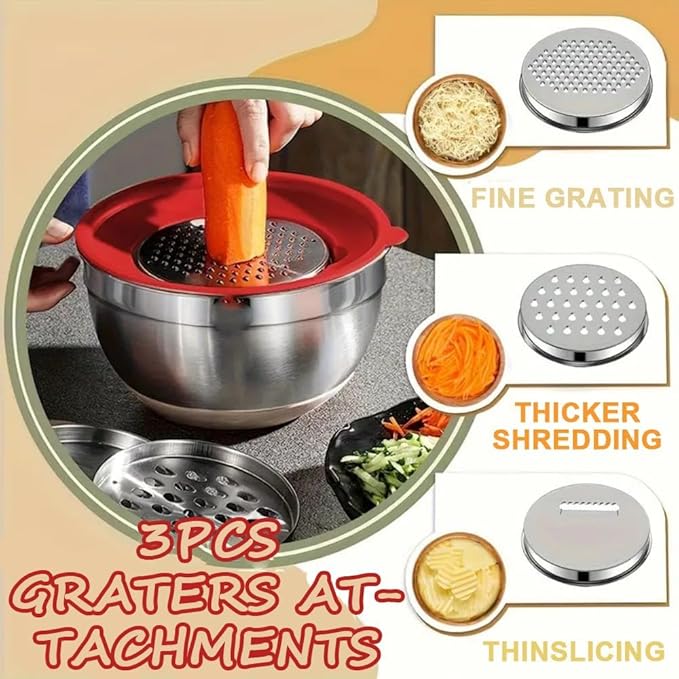 Thsinde Mixing Bowls with Airtight Lids, 6 Sizes Stainless Steel Bowls Set with Colorful Non-Slip Bottoms Great for Mixing & Serving(Size 7-1QT)
