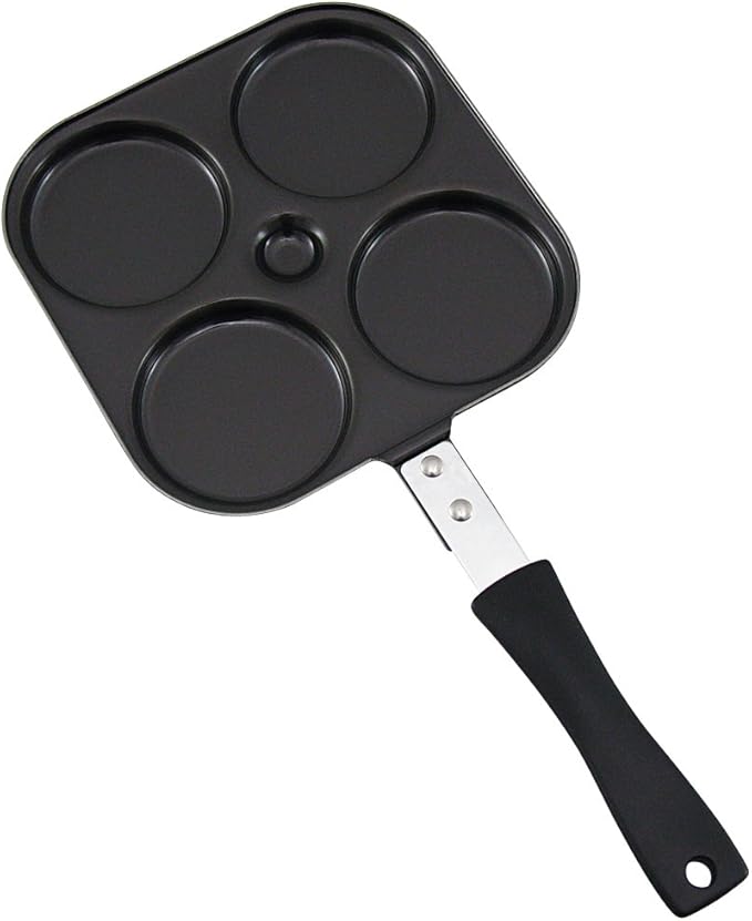 Shimomura Planning 37547 Fried Egg Pancake Frying Pan, Made in Japan, For Direct Fire, 3.1 inches (8 cm), Dividers, 4 Holes, Round Shape, Easy Baking, Large Grill, Imagawa-yaki, Breakfast, Pastry