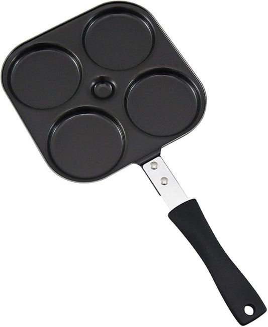 Shimomura Planning 37547 Fried Egg Pancake Frying Pan, Made in Japan, For Direct Fire, 3.1 inches (8 cm), Dividers, 4 Holes, Round Shape, Easy Baking, Large Grill, Imagawa-yaki, Breakfast, Pastry