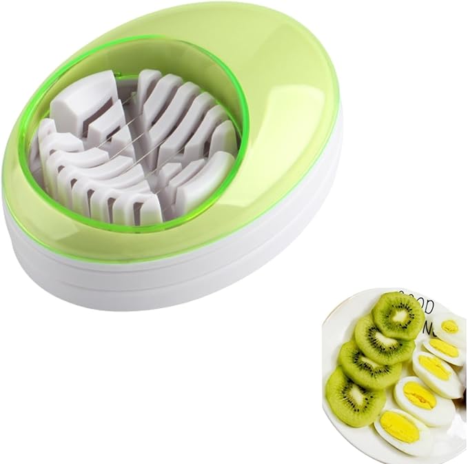 Egg Slicer for Hard Boiled Eggs,Easy to Cut Egg into Slices, Wedge and Dices, Sturdy ABS Body with Stainless Steel Wires,Non-slip Feet,Dishwasher Safe, BPA Free (Green)