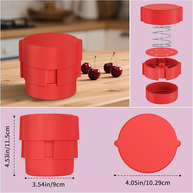 Cherry Pitter - Multiple Cherries Seed Remover, Labor-Saving Push Down Cherry Pitter Tool Pit Remover (Red)