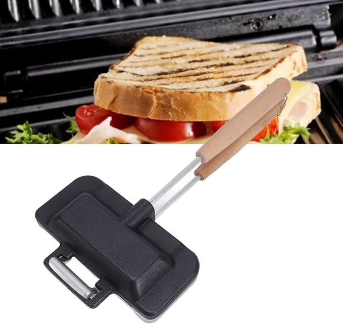 Topyond Double Sided Sandwichs Panini Maker Pan,Ridge Monkey Cooking Pans,Camping Toaster,Stovetop Griddle, for Baking and Crimp Sealing