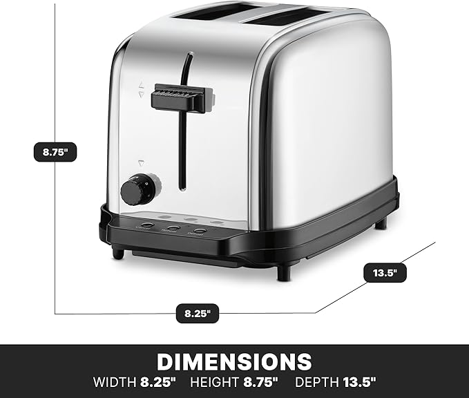 Waring Commercial WCT702 2-Slice Commercial Light Duty Pop-Up Toaster, 120V, 5-15 Phase Plug, Silver, 2-Compartment