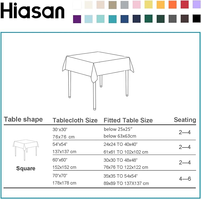 Hiasan Solid Square Tablecloth - Waterproof and Spillproof Washable Table Cloth for Dining Tables, Orange Yellow, 30 x 30 Inch