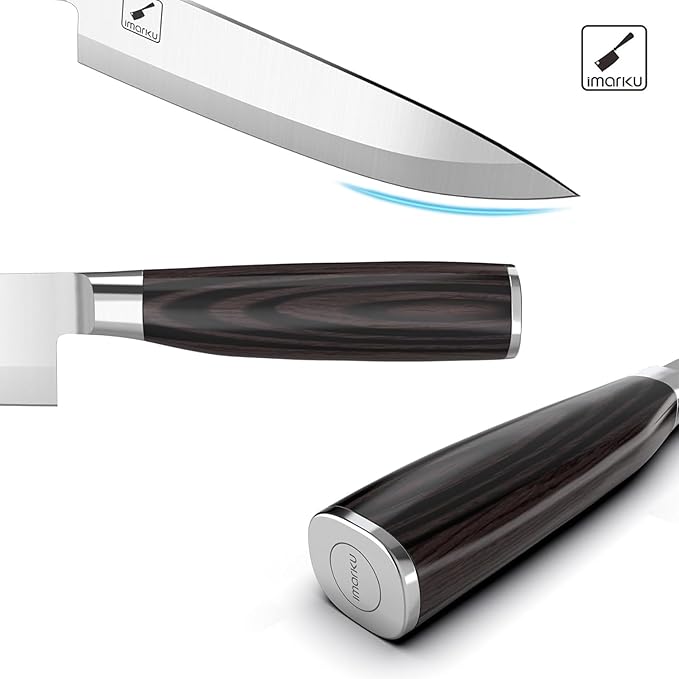 imarku Chef Knife 8-Inch Pro Japanese Kitchen Knife 7Cr17MoV High-Carbon Stainless Steel Paring Knife Ergonomic Handle Rasor Sharp Single-Bevel Edge Birthday Gift for Women and Men