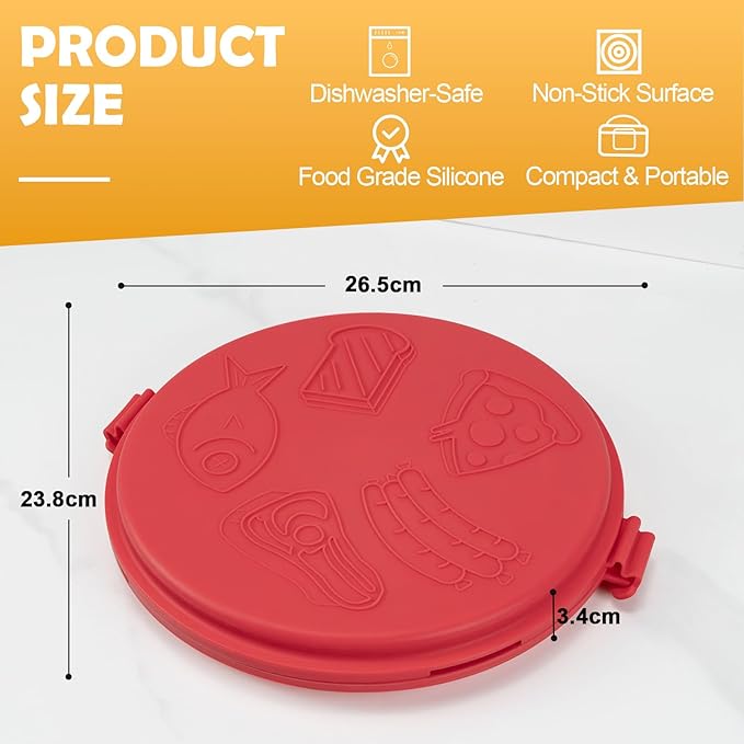 9.5Inch Microwave Sandwich Maker, Microwave Grilled Cheese Maker, Microwave Bacon Cooker, Microwave Toaster, Panini Press, Removable Non-Stick, Grill Crispy in Minutes for Office, Dorm, Travel, Home