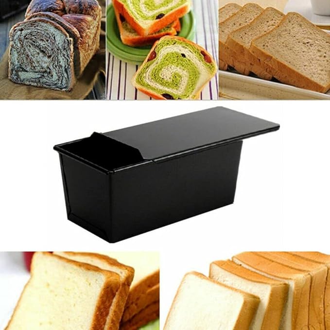 Luxshiny Pullman Loaf Pan with Lid: Non-Stick Bread Toast Box Mold with 5 Holes Design for Homemade Bread - 1.65LB Dough Capacity