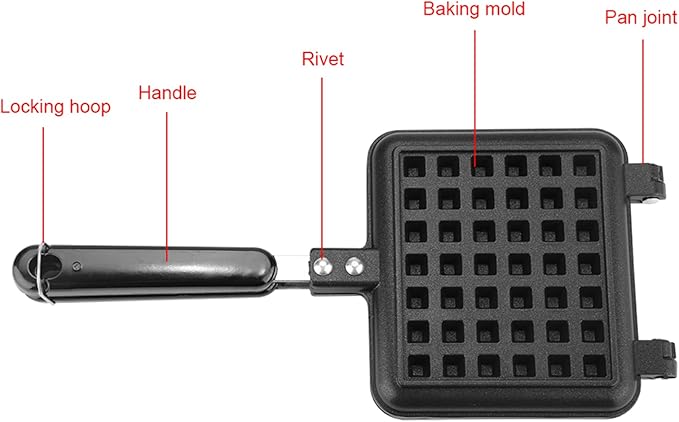 Cocoarm Stovetop Waffle Maker, Waffle Maker Cast Iron Non Stick Waffle Maker Pan Press Plate Cooking Baking Tool for Breakfast 5.5 x 12.4 inch