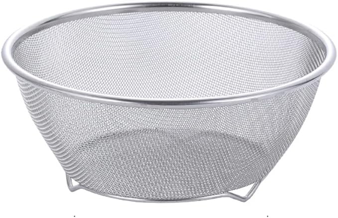 1PC Stainless Steel Rice Washing Sieve Strainer 7inch Kitchen Mesh Net Strainer Basket Drainer Washing Bowl Sieve Sifters for Vegetable Fruits Rice Washing