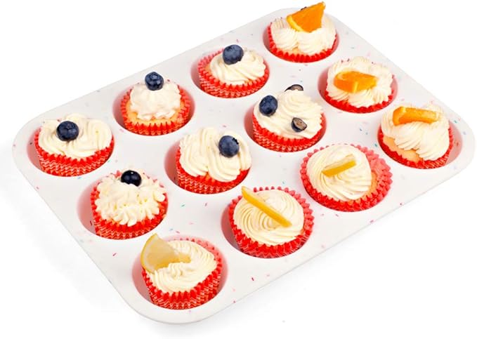 SHEbaking Silicone Muffin Pan Regular 12 Cups Muffin Tin Cupcake Pans for Baking Non-stick Muffin Tray Mold Easy Release,Durable,BPA Free