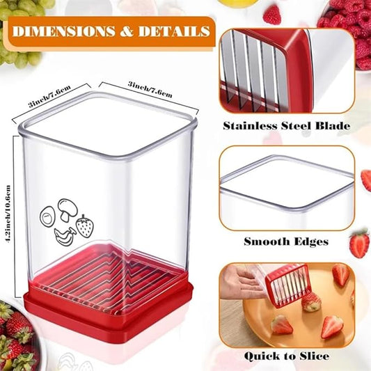 Fruit Slicer Cup Fruit and Vegetable Speed Slicer with Push Plate Cup Slicer Strawberry Cutter Egg Slicer Banana Slicers Grape Cutter Stainless Steel Detachable Fruit and Vegetable Slicer Slicing Tool