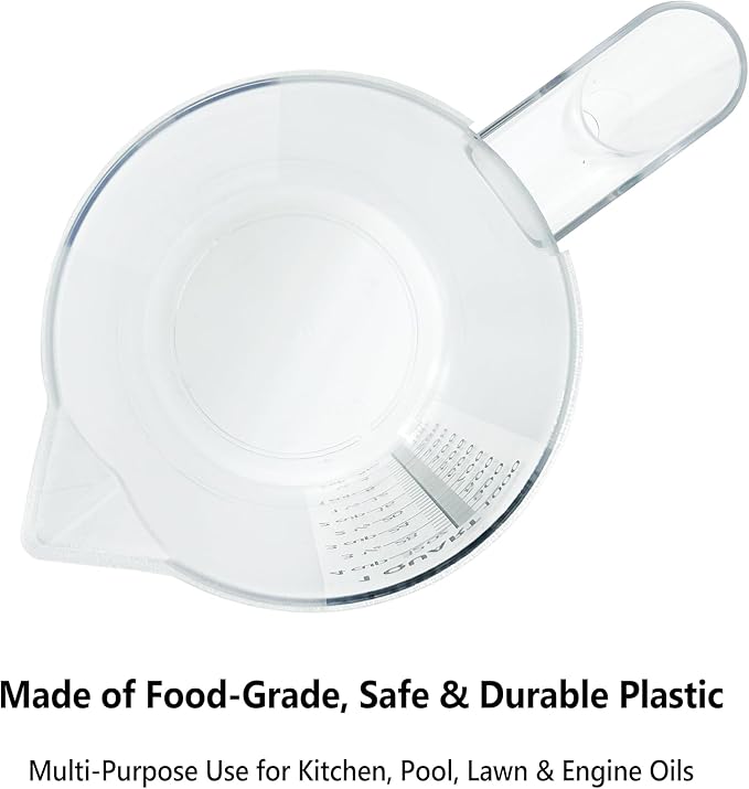Plastic Measuring Cup with Handle, Pool Chemical Measuring Cup, Plastic Measuring Pitcher for Liquid Mixing, Pouring, Lawn Care, Pet Food, Motor Oil, Laboratory and More (120, Fluid Ounces, 3500ml)