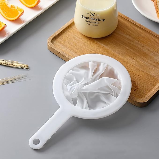 Kitchen Ultra-Fine Nylon Mesh Strainer 5.51 Inch, Plastic Sieve Fine Mesh with Handle Kitchen Tool For Soy Milk, Coffee, Milk, Yogurt, Juice,Tea Leaf Filter, Honey, Wine (200 mesh)