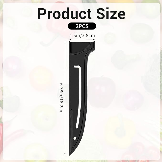 PP Safety Knife Cover Sleeves for 6" Boning Knife, 2 Pack Safety Cover Sleeves, Portable Knives Edge Guard Blade Protector for Kitchen Professional Japanese Fish Knives, Black