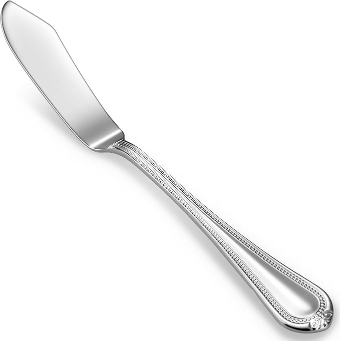 KEAWELL Premium Pearl Edge Butter Knives, 4-Piece Set, 18/10 Stainless Steel, 6.9 Inches, Dishwasher Safe (Silver)