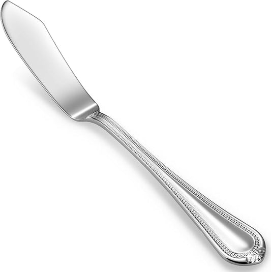KEAWELL Premium Pearl Edge Butter Knives, 4-Piece Set, 18/10 Stainless Steel, 6.9 Inches, Dishwasher Safe (Silver)