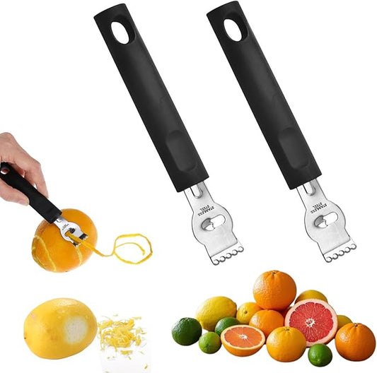 2 PCS Lemon Zester Tool Professional Citrus Peeler Citrus Zester Tool Stainless Steel Channel Knife Orange Peeler Tool Lemon Peeler for Kitchen Bar Restaurant Bartender Accessories