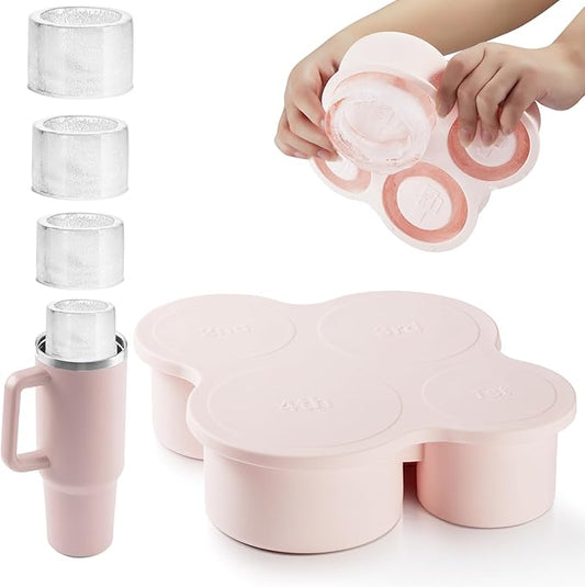 Nax Caki Hollow Cylinder Ice Cube Mold for 20oz 30oz 40oz Stanley Cup Accessories, Silicone Tumbler Ice Mold with Lid for Tumbler Whiskey Cocktails Bourbon