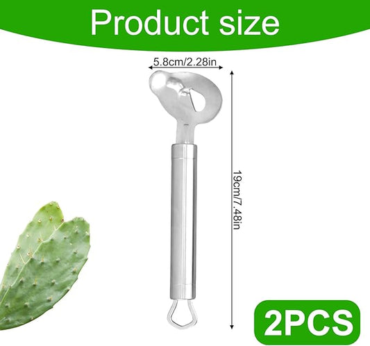 2pcs Multi-Functional Cactus Peeler Spoon, Durable Stainless Steel Pelador de Nopales Spoon Shape Cutter & Chinese Noodle Peeling Knife Tool Manual Kitchen Gadget for Cooking