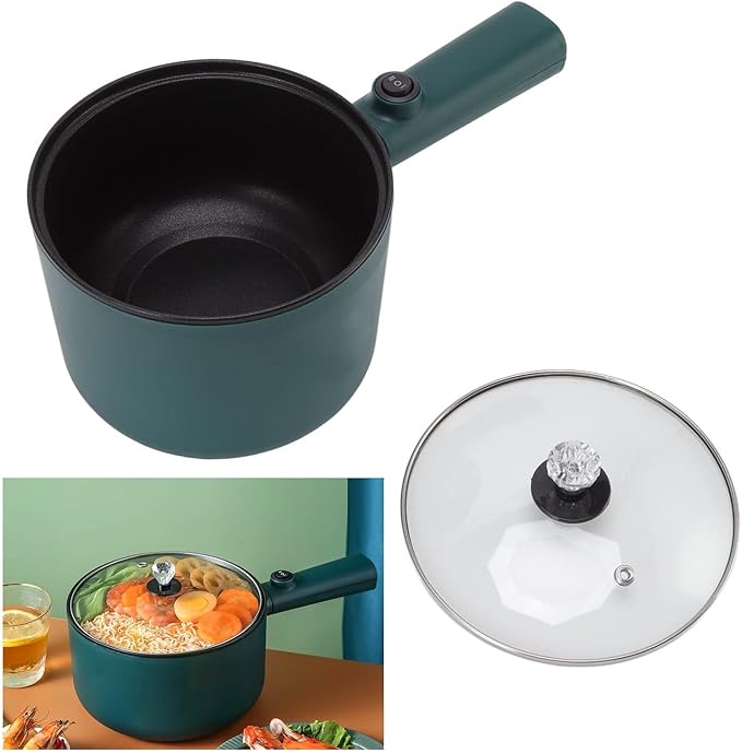 Electric Cooking Pot, 1.8L Nonstick Food Grade 6 Function 2 Temperature Mode Long Handle Electric Cooker for Home Cooking