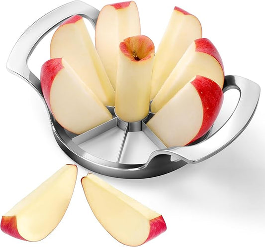 4.72 Inch Extra Large Apple Slicer with 8 Blades - Professional Heavy Duty Apple Cutter -304 Stainless Steel Apple Corer Tool - Sharp Apple Slicer and Corer - Easy to Use - Dishwasher Safe