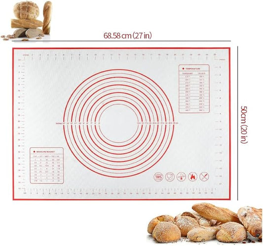 Silicone Baking Dough Pastry Mat, JJOO Large Bread Rolling Cookie kneading Baking Mats for Counter, Nonstick, Easy to Clean (27x20Inch)