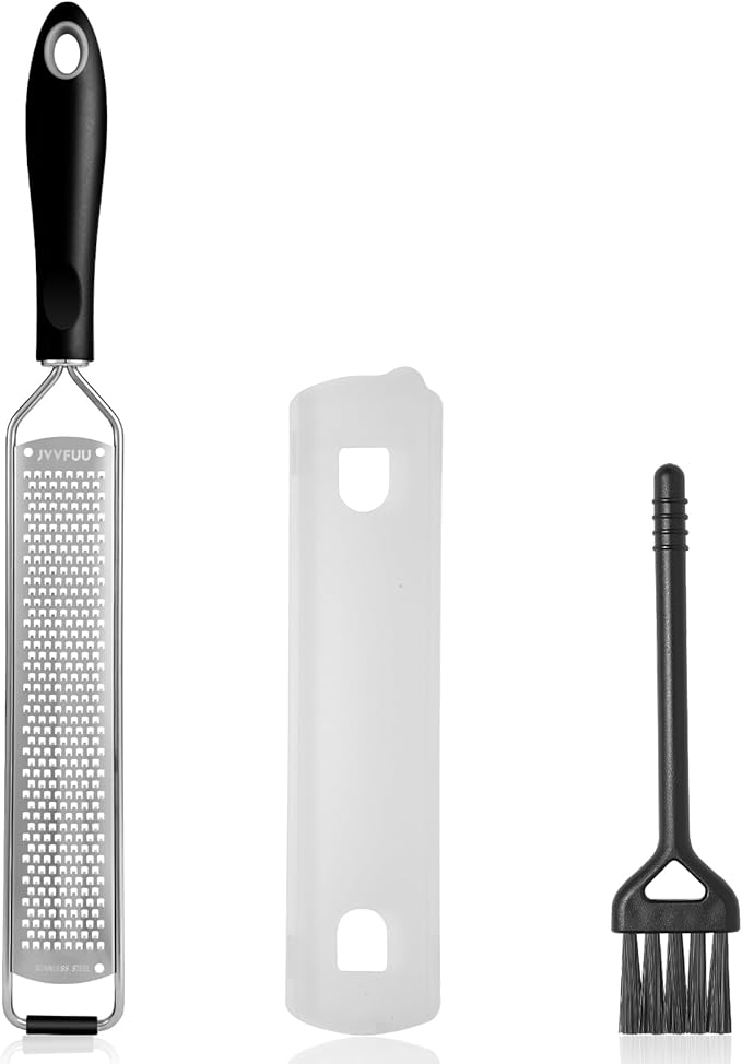 Premium Lemon Zester & Cheese Grater,Kitchen Tool for Parmesan Cheese, Lemon, Ginger, Garlic, Nutmeg, Chocolate, Vegetables, Fruits,Sharp Stainless Steel Blade,Dishwasher Safe (Black)
