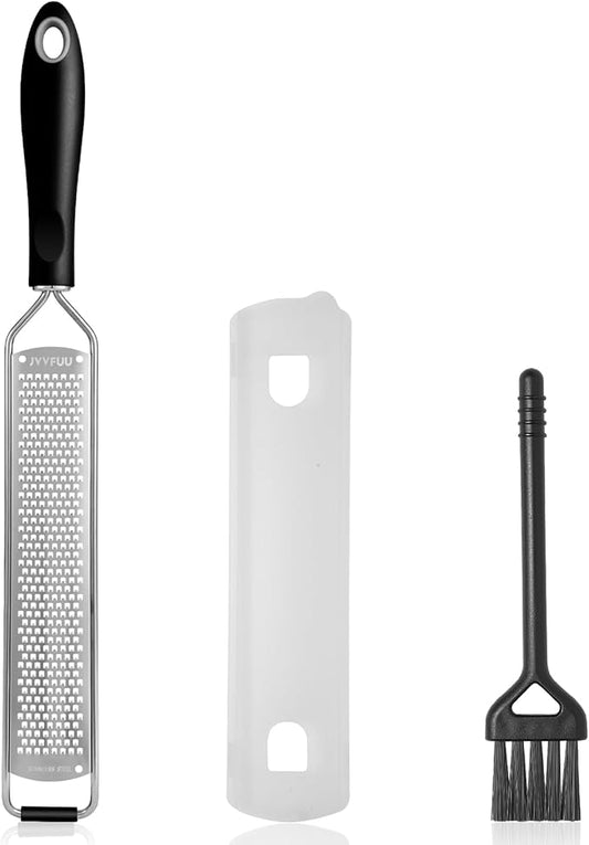 Premium Lemon Zester & Cheese Grater,Kitchen Tool for Parmesan Cheese, Lemon, Ginger, Garlic, Nutmeg, Chocolate, Vegetables, Fruits,Sharp Stainless Steel Blade,Dishwasher Safe (Black)