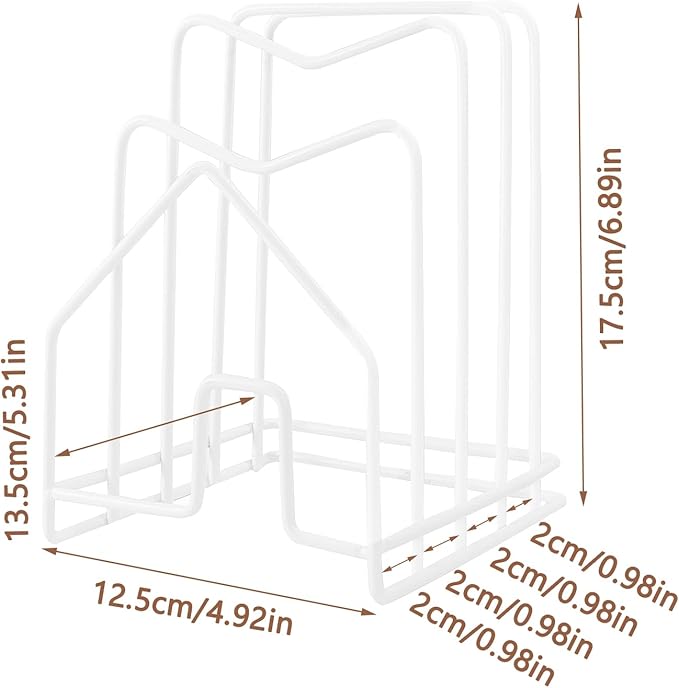 Cutting Board Holder Pot Lid Organizer W 2 Chip Bag Clips 304 Stainless Steel Pan Organizer Under Cabinet Inside Cabinet Pot Cover Cookie Sheet Bakeware Serving Tray Cooling Rack Stand Kitchen White