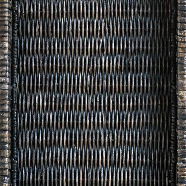 Creative Co-Op Black Rattan & Wood Tray with Handles