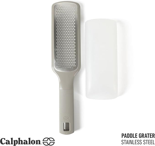 Calphalon Prime Stainless Steel Handheld Cheese Grater W/Cover & Rubber Handle - Taupe