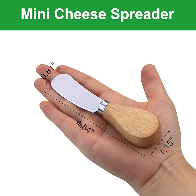 20 Pcs Cheese Spreader Knives, Mini Butter Spreader with Wooden Handle, Stainless Steel Cheese Knife Set for Charcuterie Board, Sandwich, Appetizers, Cocktail Spreading