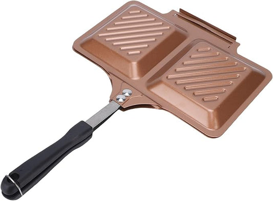 GOWENIC Electric Maker with Non Stick Plates, Camping Toastie Maker, Grilled, Double Sided Stove Top Panini Press Pan for Cooking Breakfast, Grilled Cheese (Gold)